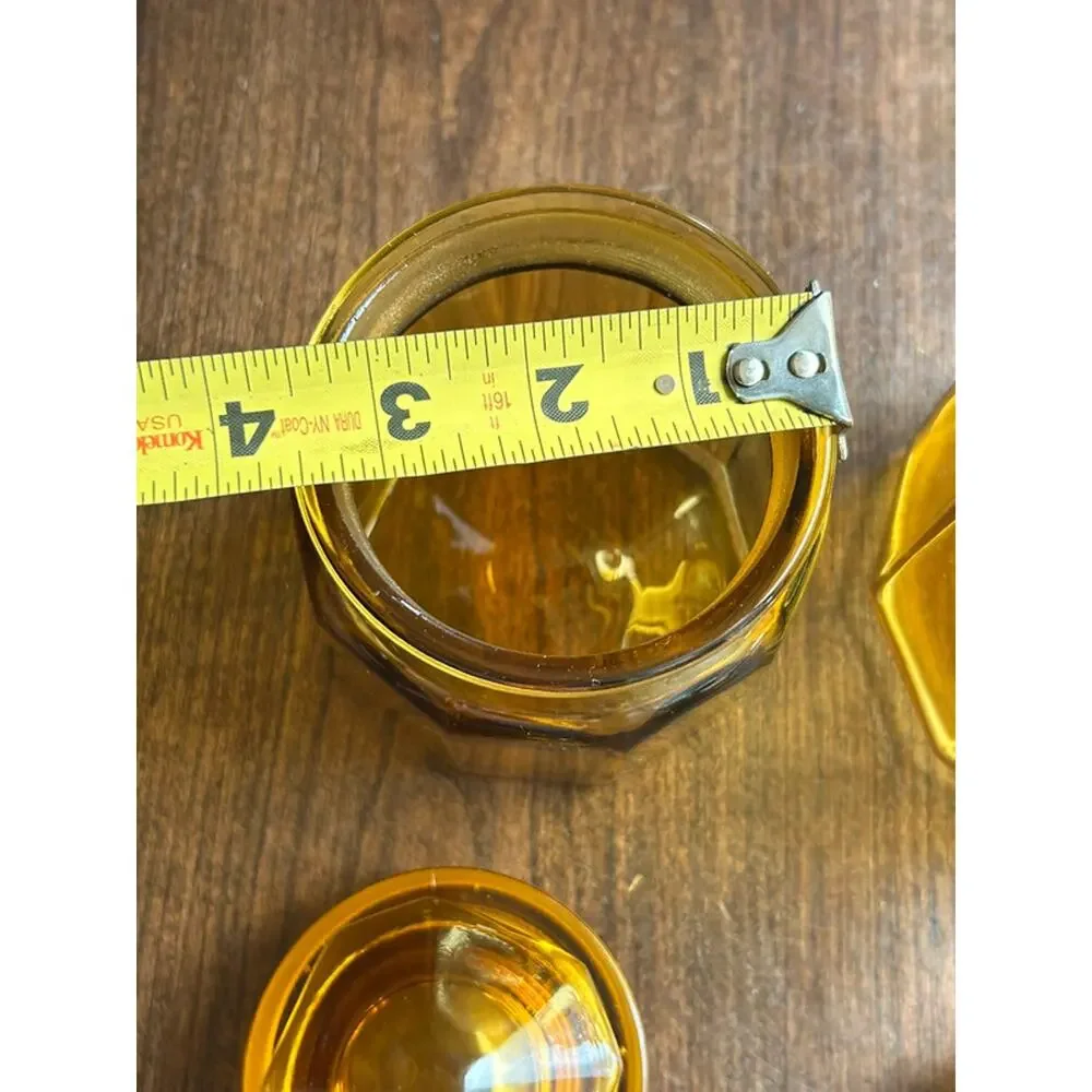 LE Smith Amber glass canisters jars 6 & 8 inch